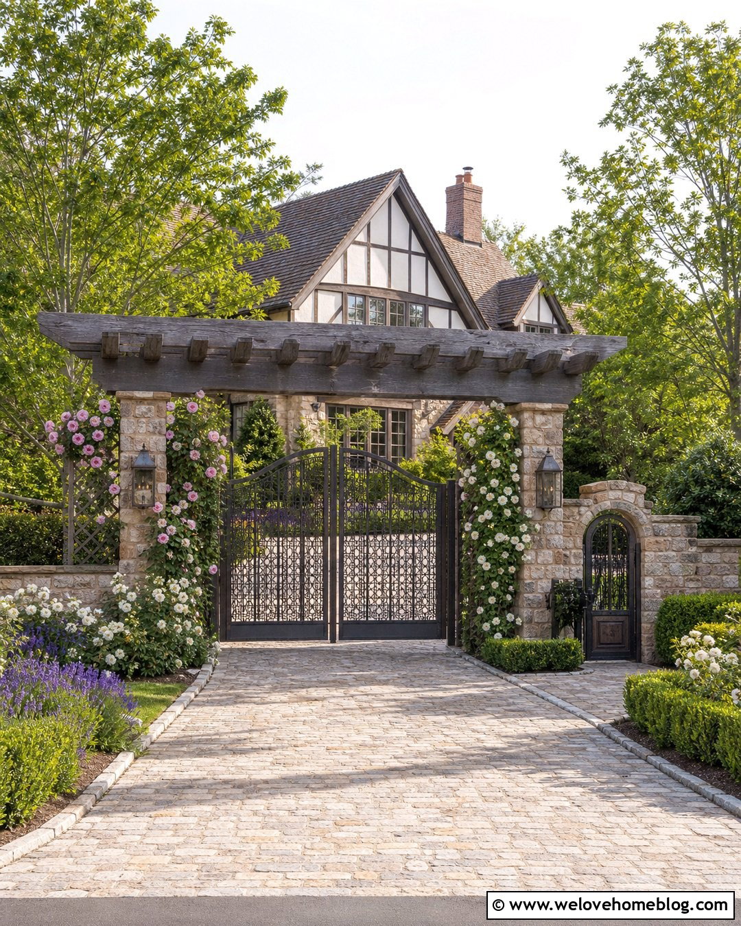 Gated Driveway Entrance With Pergola Landscaping - 25 gated driveway entrance landscaping ideas