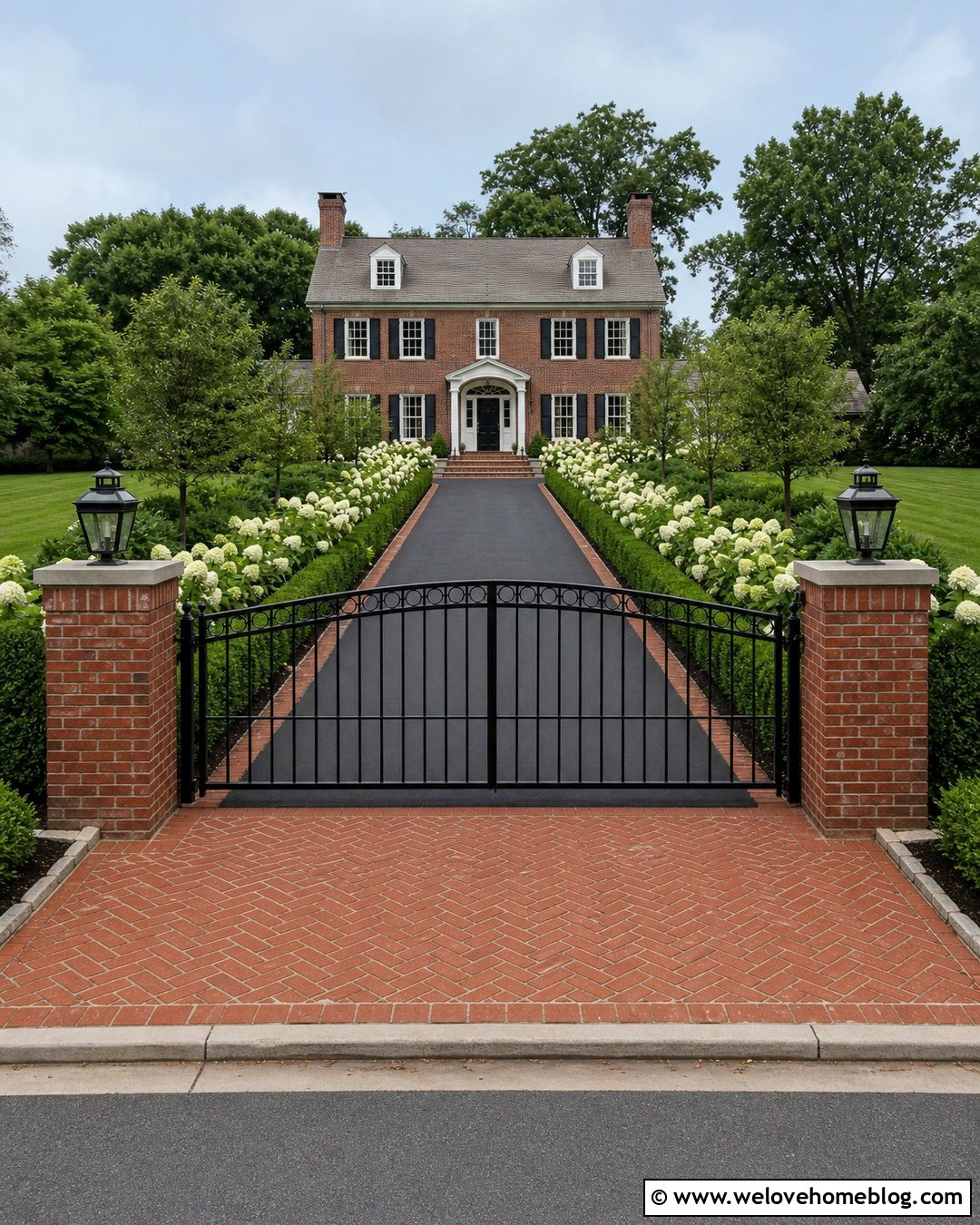 Gated Driveway With Brick Pillars - 25 Driveway Inspiration Ideas