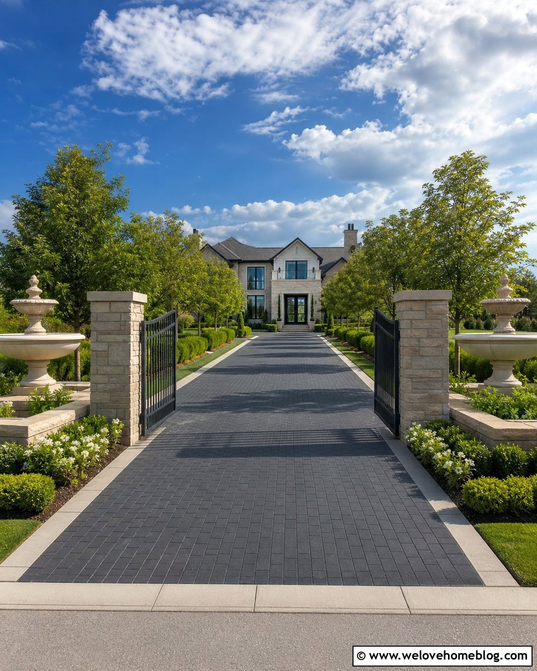 20 Driveway With Water Feature Ideas for Serene Entrances