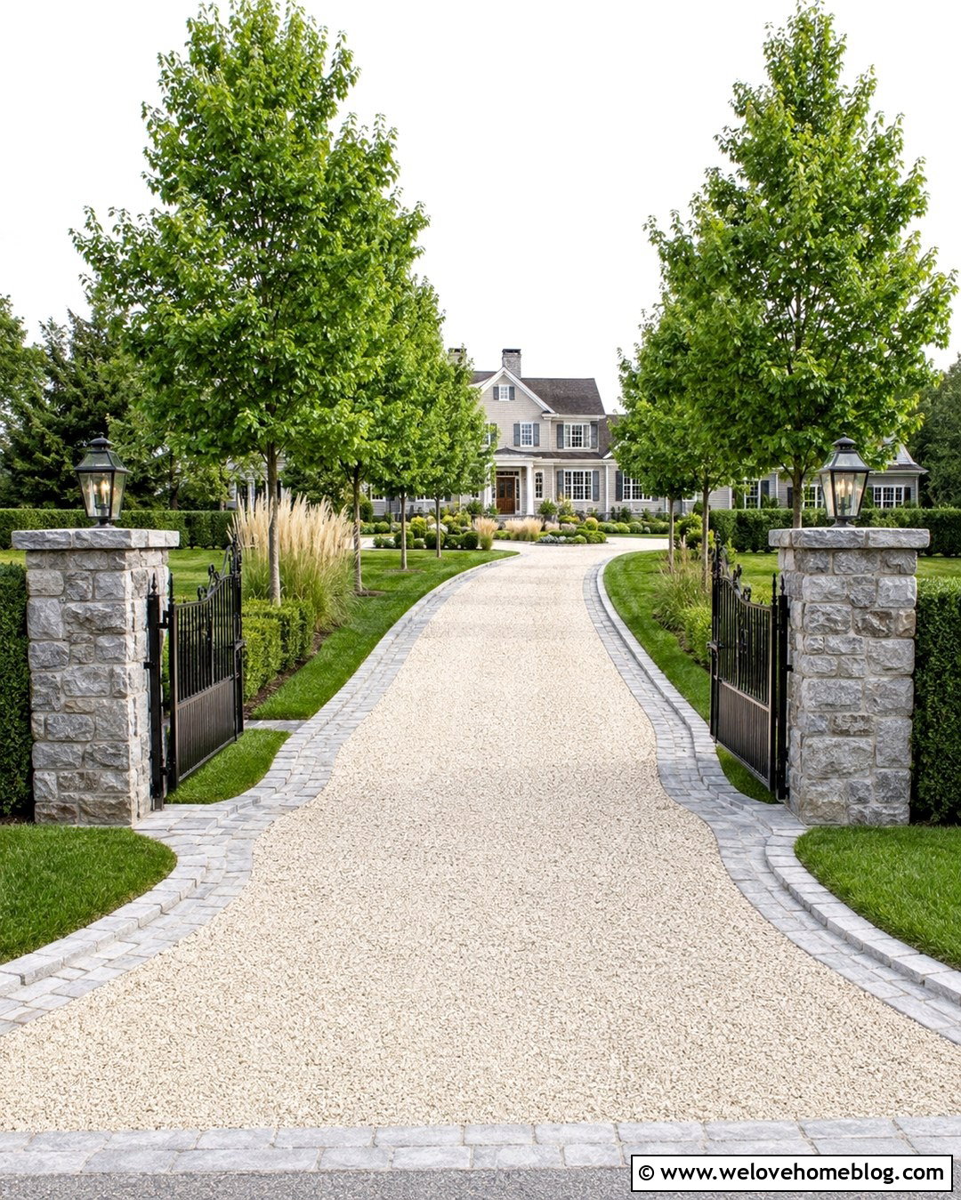 Gated Gravel Driveway With Cobblestone Edging - 20 gravel driveway cobblestone edging ideas