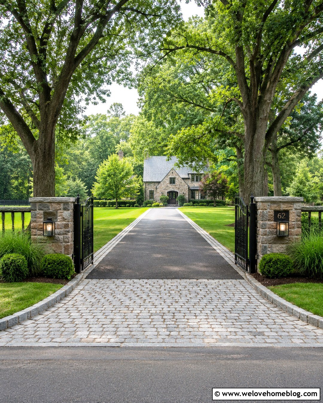 Gated Oak Tree Driveway Entrance