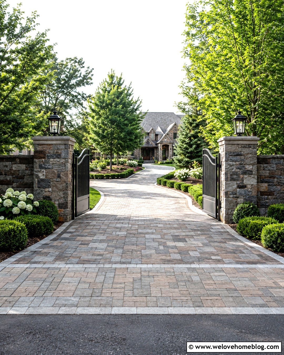 Gated Paved Driveway With Estate House - 20 Paved Driveway With House Ideas