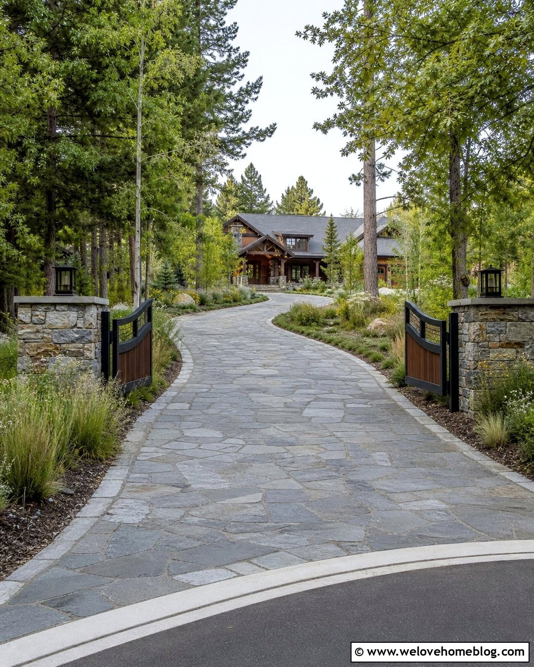 Gated Stone Driveway With Mixed Native Trees - 20 Driveway With Trees On Either Side Ideas
