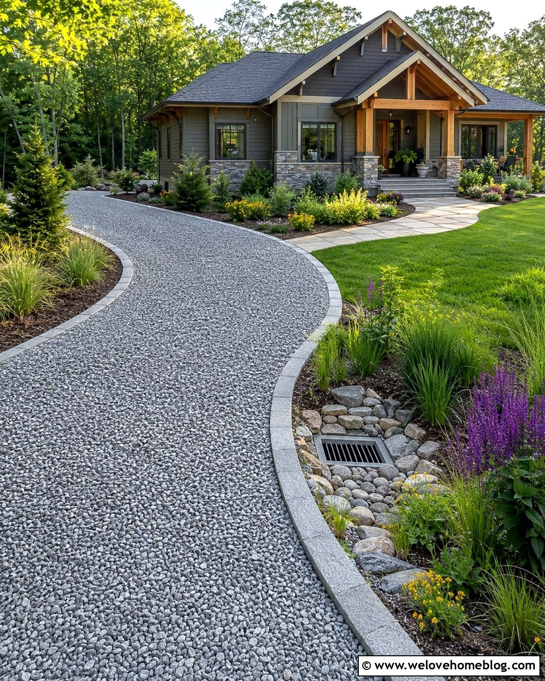 Geocell Driveway With Rain Garden Drainage