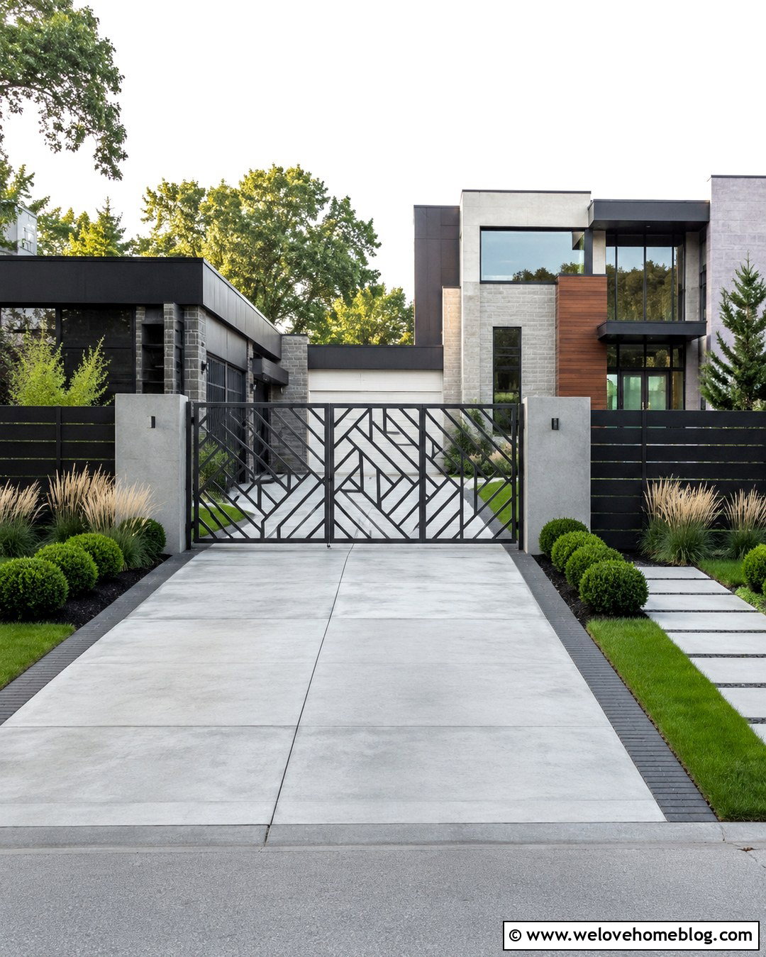 Geometric Folding Driveway Gate - 20 folding gates driveway ideas
