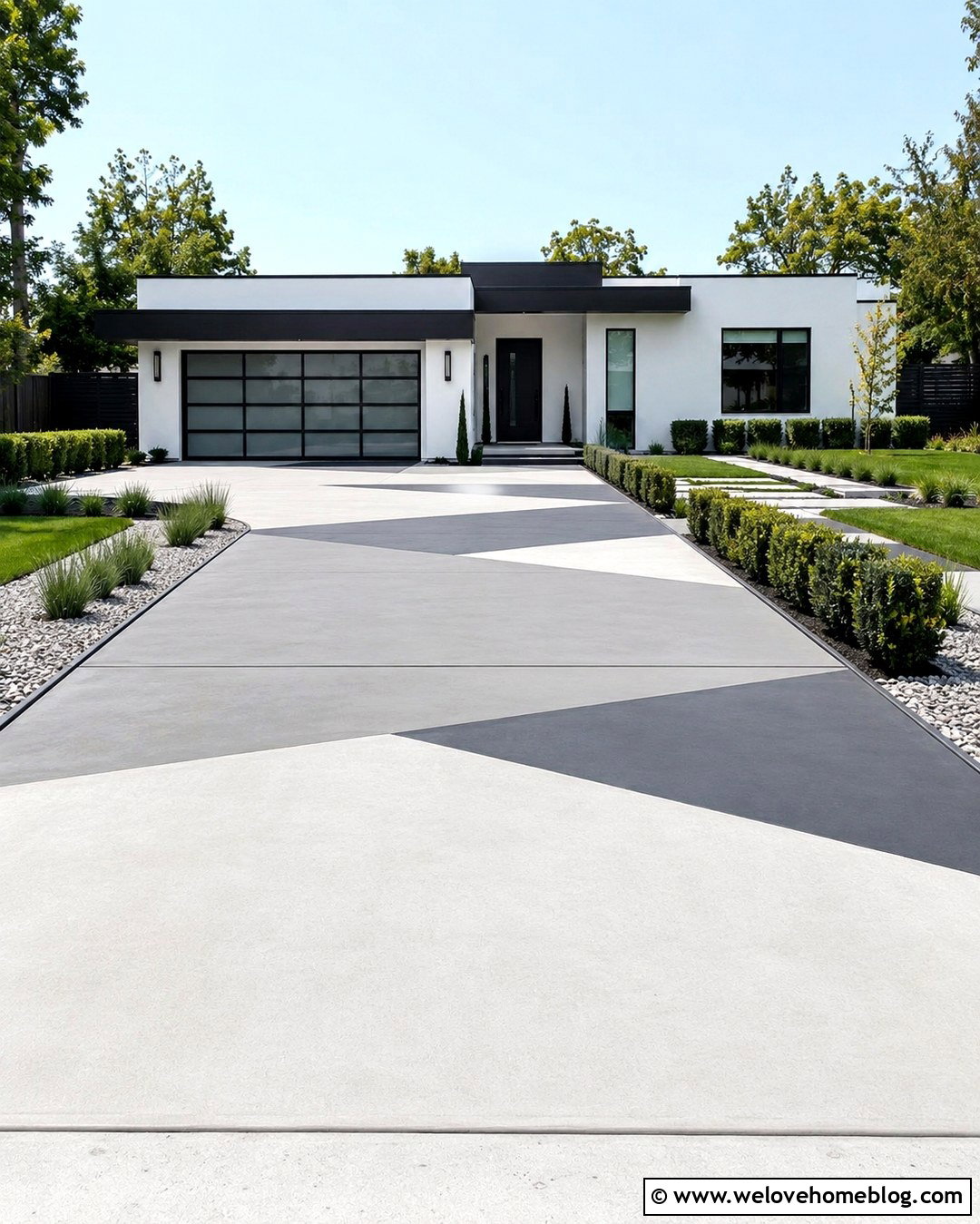 Geometric Painted Concrete Driveway