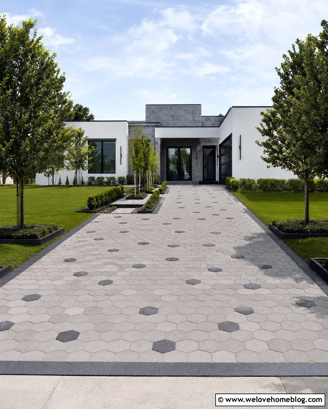 Geometric Pattern Tile Driveway - 20 Tile Driveway Ideas
