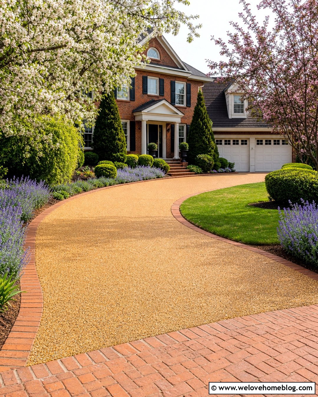 Golden Resin Bound Driveway With Brick Border - 20 resin bound driveway ideas
