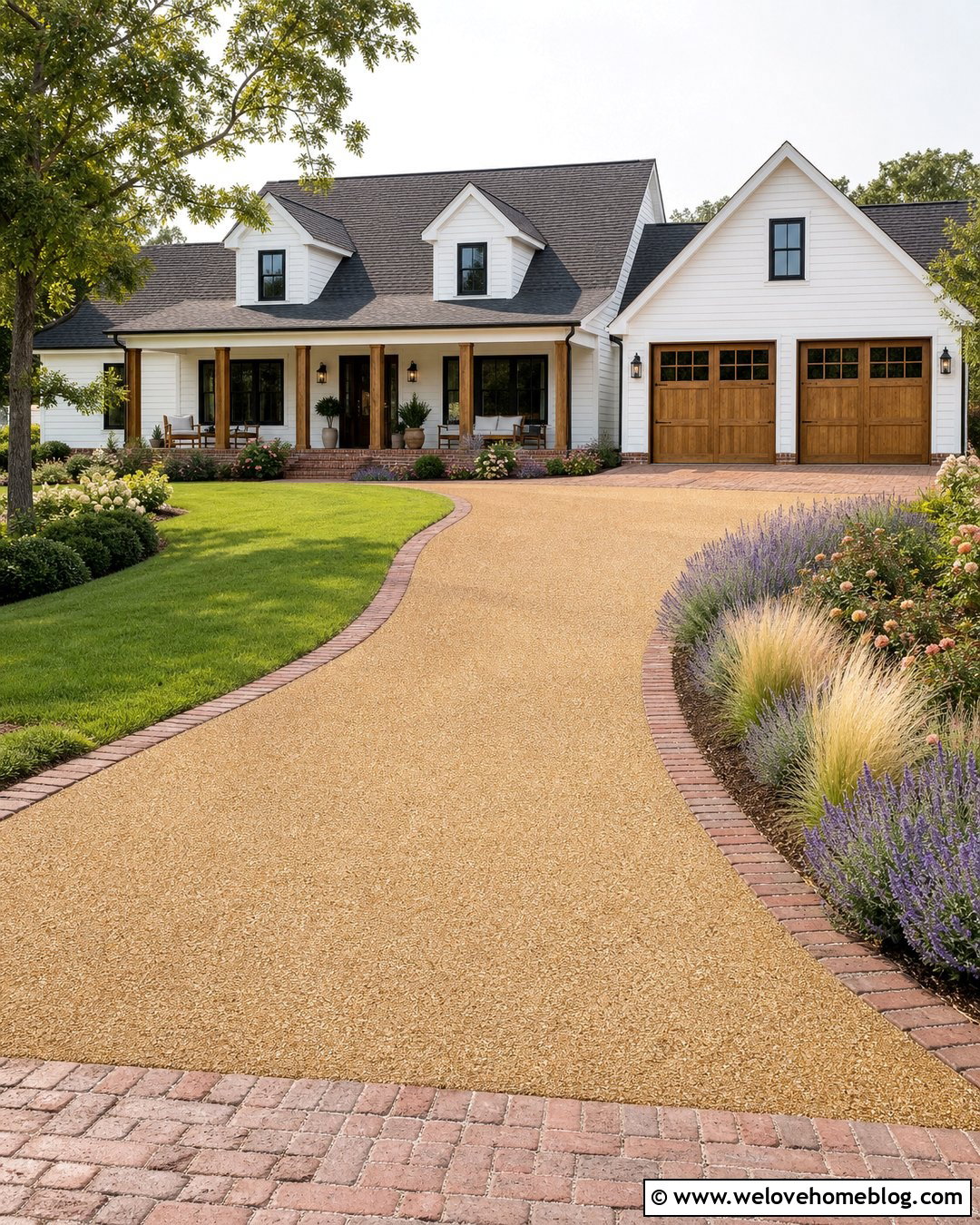 Golden Resin Driveway With Brick Edging - 40 resin driveway ideas