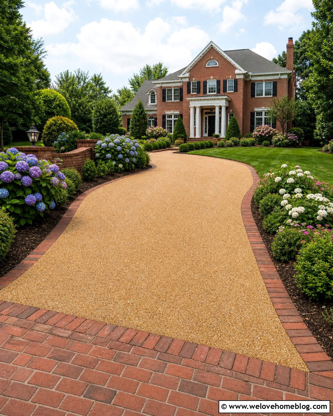 Golden Sealed Gravel Driveway With Brick Borders - 20 sealed gravel driveway ideas