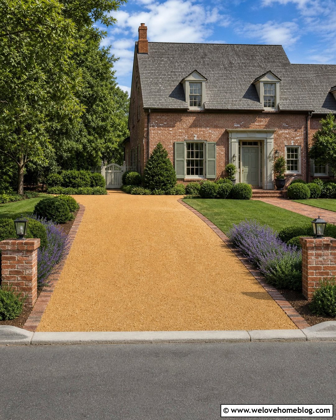 Golden Self Binding Gravel Driveway With Brick Edging - 20 self binding gravel driveways ideas
