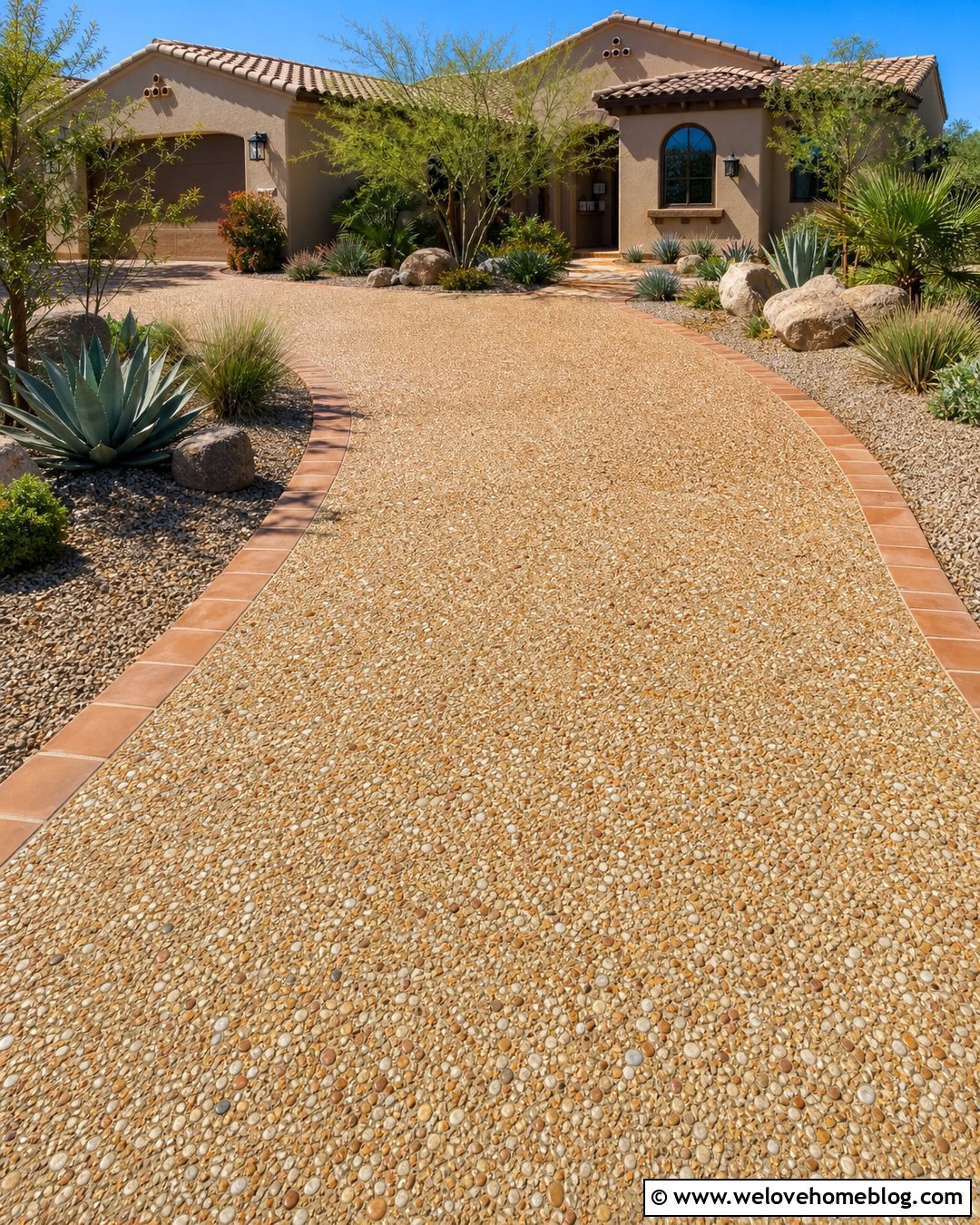 Golden Tan Exposed Aggregate Driveway - 20 exposed aggregate driveway colours ideas