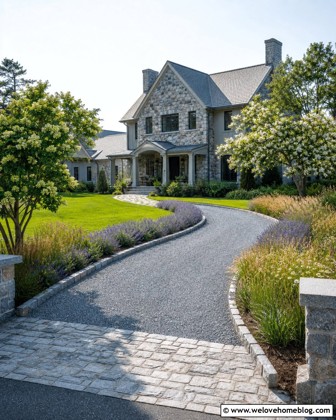Granite Block Driveway Curbing With Gravel - 20 driveway curbing ideas
