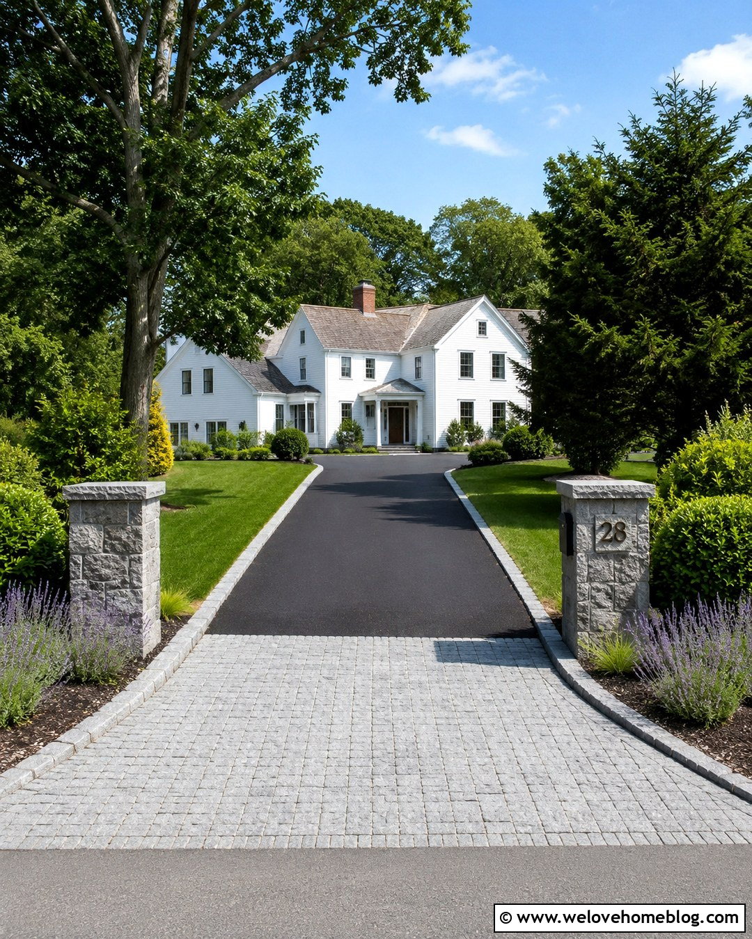 Granite Driveway Pillars With Paver Apron - 20 Stone Driveway Pillars Ideas