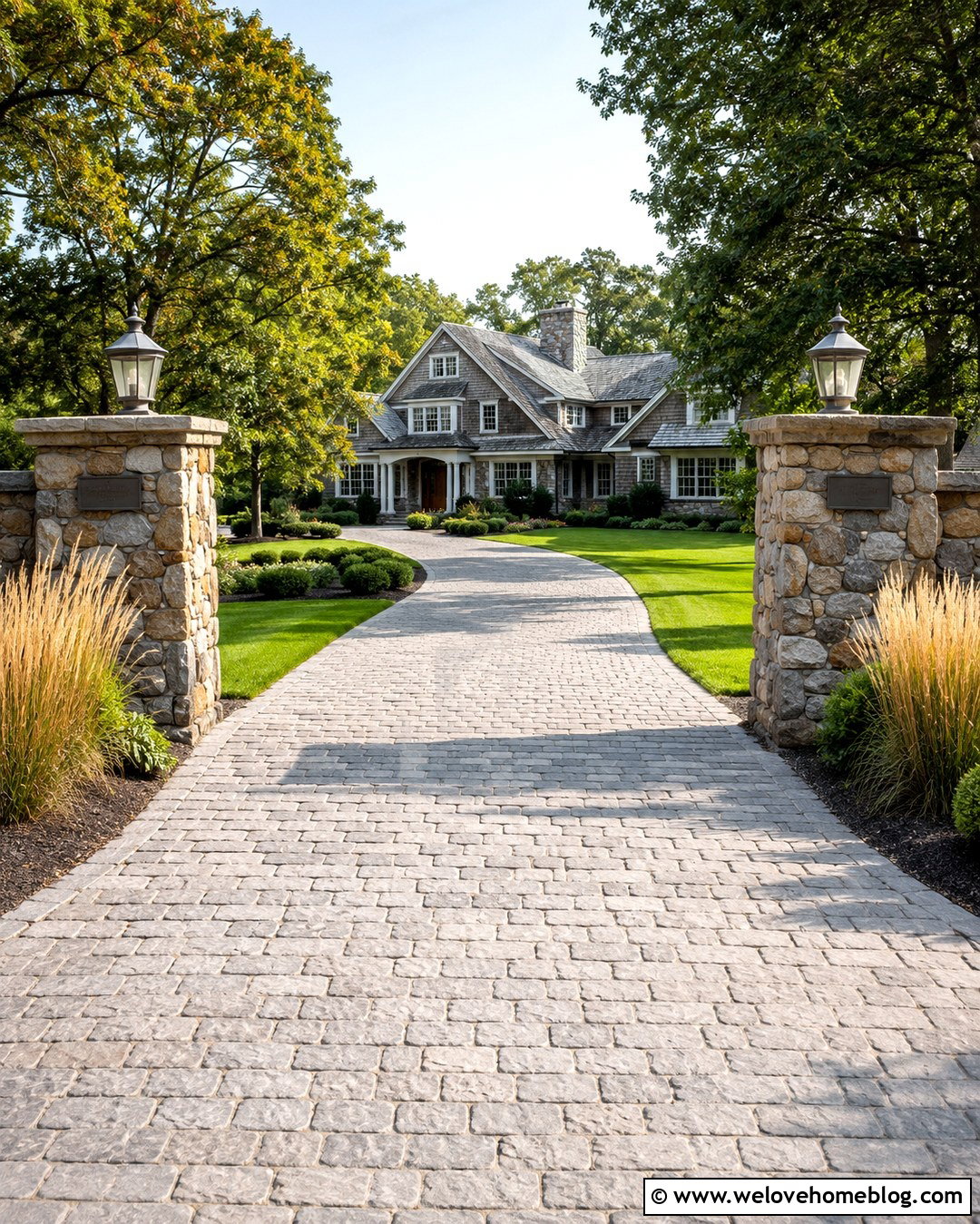 Granite Driveway With Stone Pillars - 20 Granite Driveway Ideas