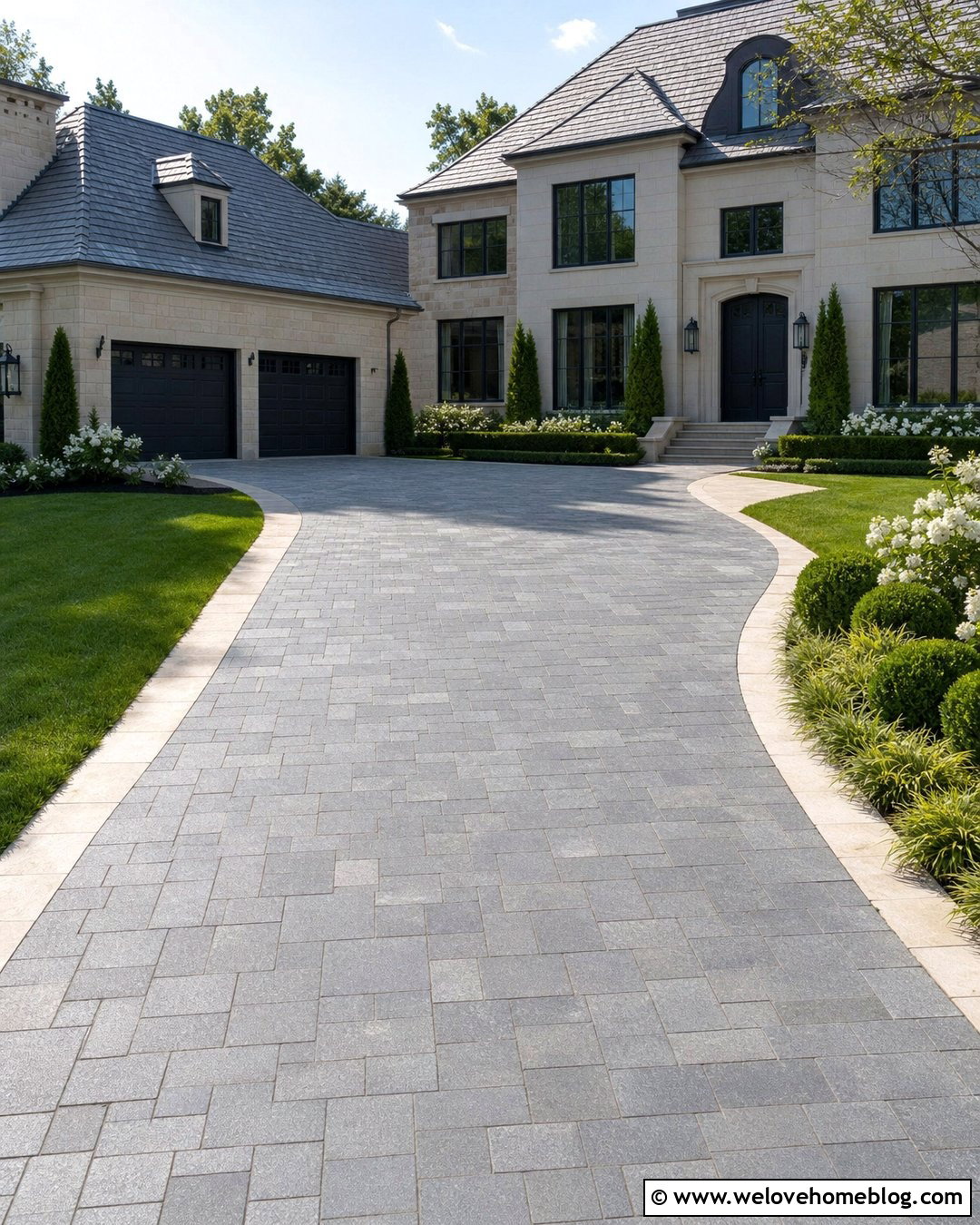 Granite Paver Driveway With Limestone Edging - 20 Granite Pavers Driveway Ideas