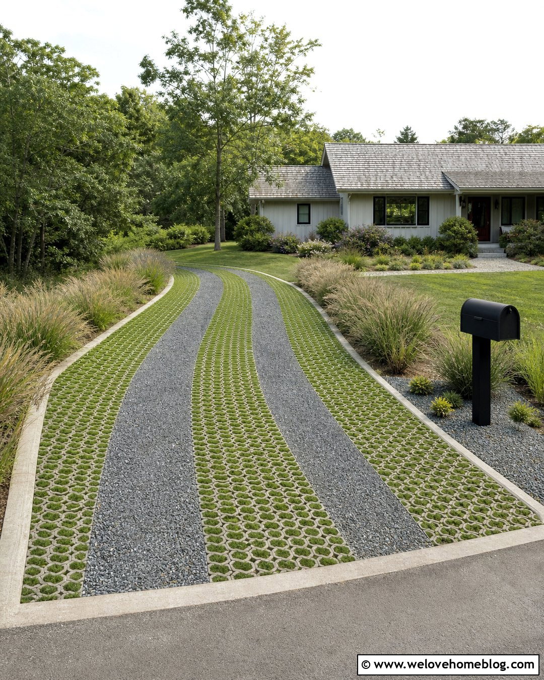 Grass And Gravel Grid Driveway - 45 grass pavers driveway ideas