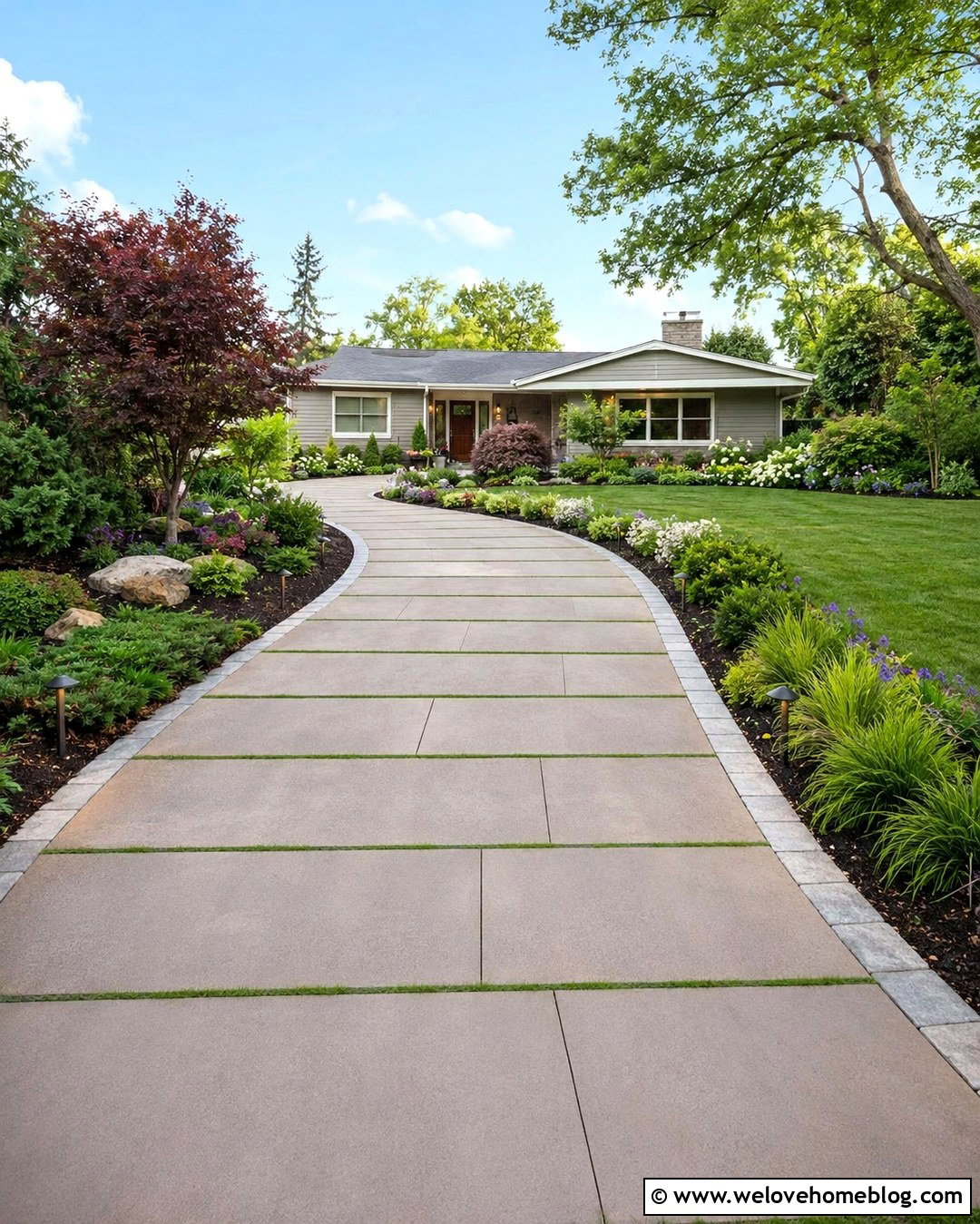 Grass And Paver Driveway With Landscape Lighting - 20 grass and paver driveway ideas