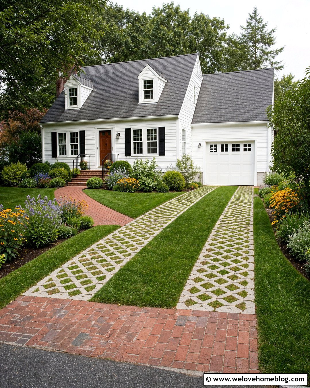 Grass Driveway Pavers With Concrete Wheel Tracks - 20 eco-friendly driveway pavers ideas