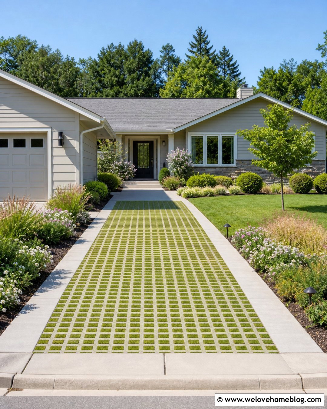 Grass Driveway With Concrete Ribbon Border - 35 grass driveway ideas