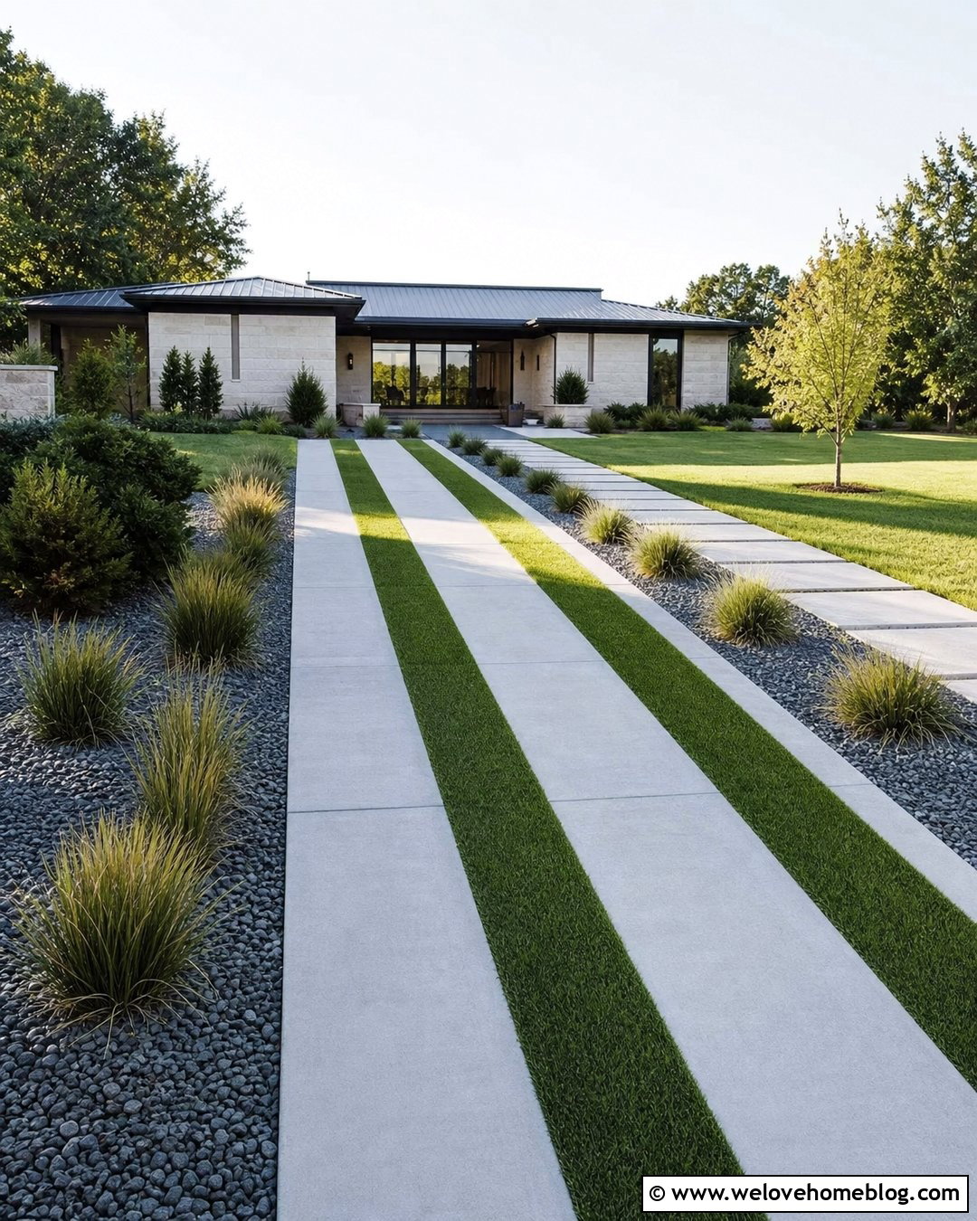 Grass Driveway With Ornamental Grass Borders - 35 grass driveway ideas