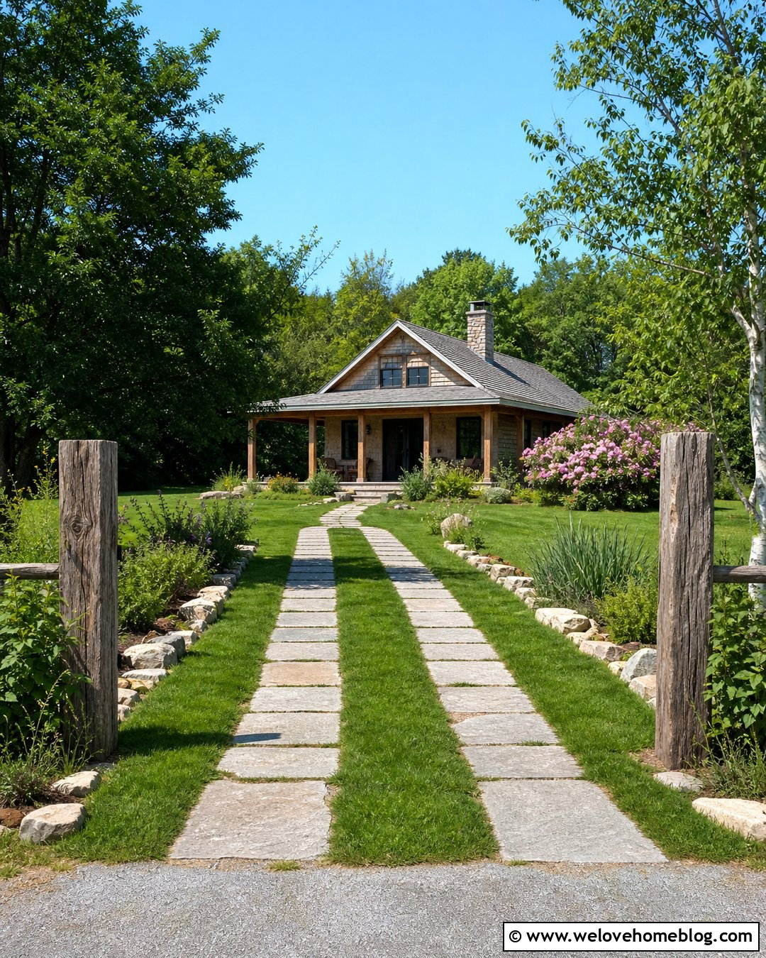 Grass Driveway With Stone Wheel Tracks - 35 grass driveway ideas