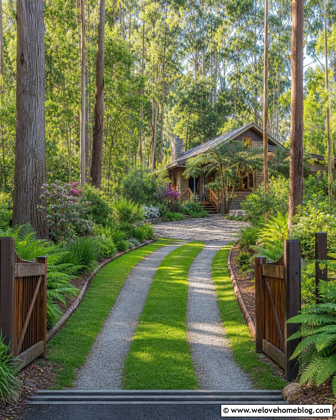 Grass Driveway With Timber Edging - 35 grass driveway ideas