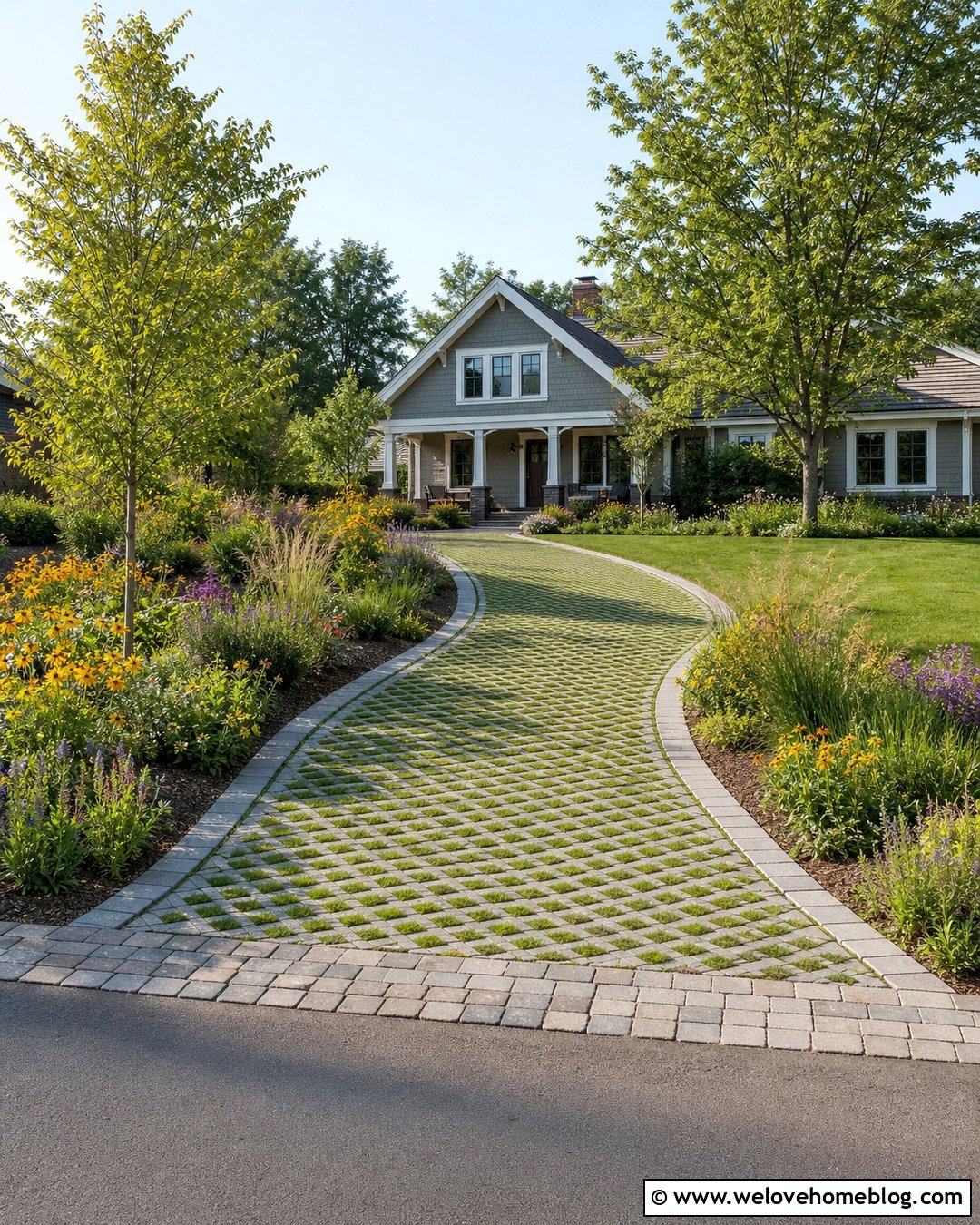 Grass Driveway With Wildflower Borders - 20 drivable grass driveways ideas