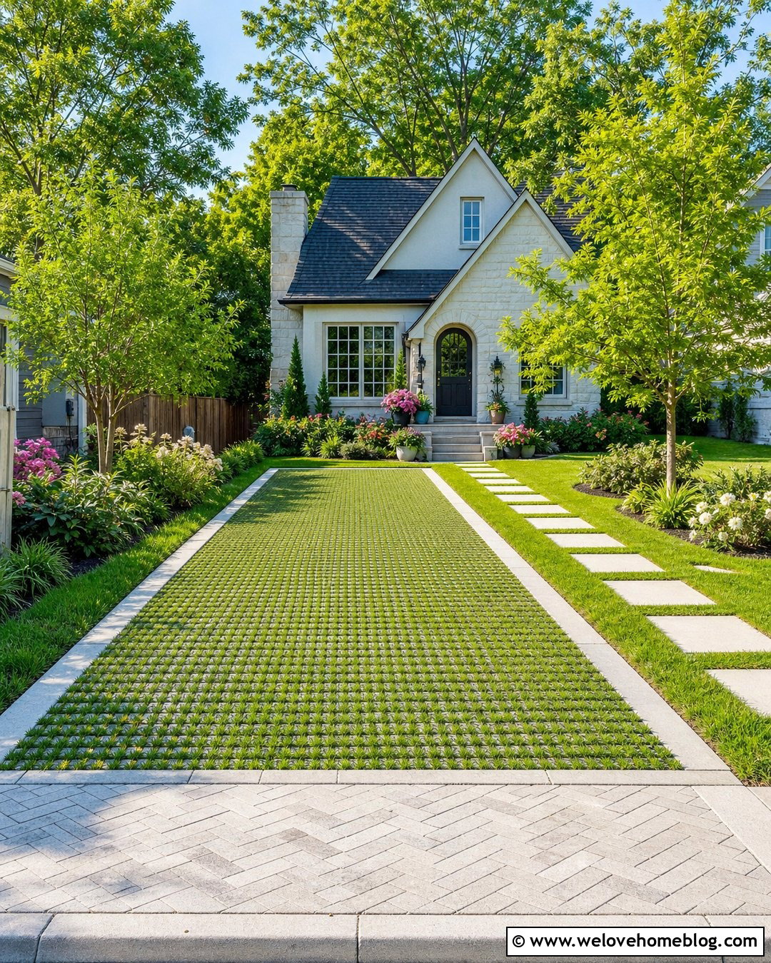 Grass Grid Driveway - 20 water permeable driveway ideas