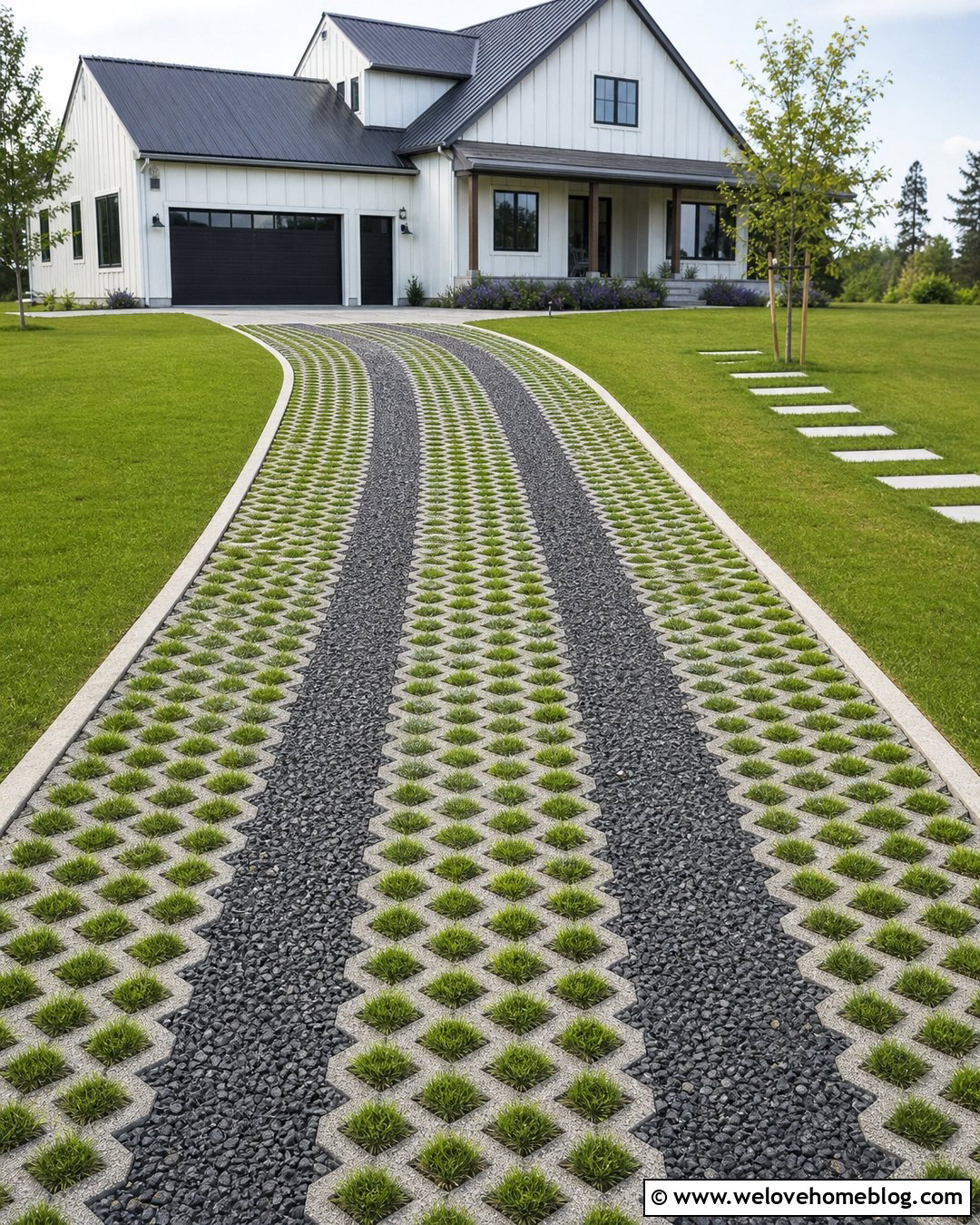 Grass Grid Driveway With Gravel Infill - 20 Gravel And Grass Driveway Ideas