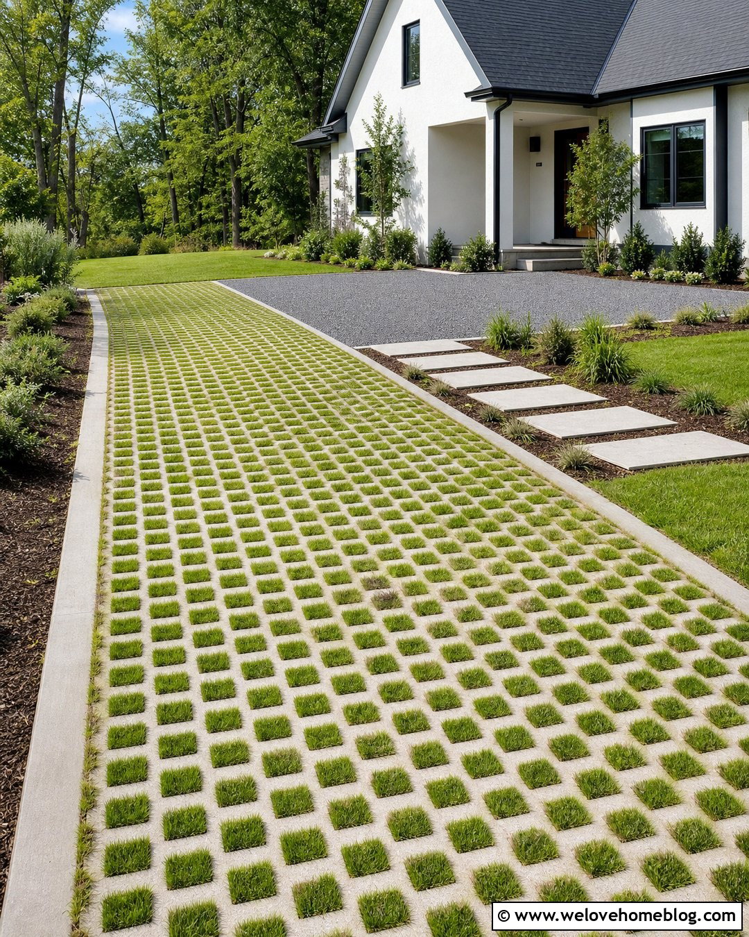 Grass Grid Driveway With Gravel Parking Pad - 40 driveway on a budget ideas