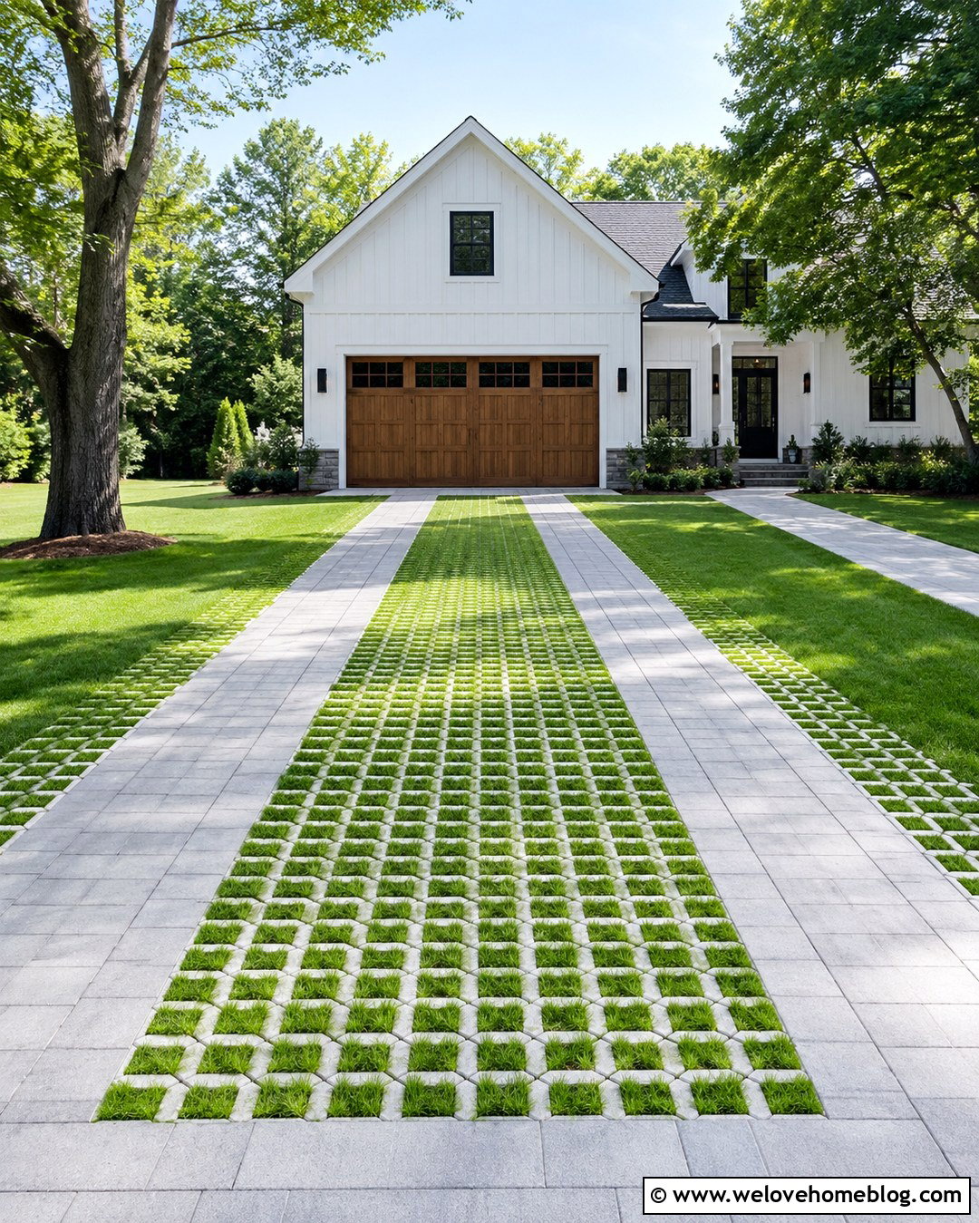Grass Grid Driveway With Paver Tracks - 20 driveway construction ideas