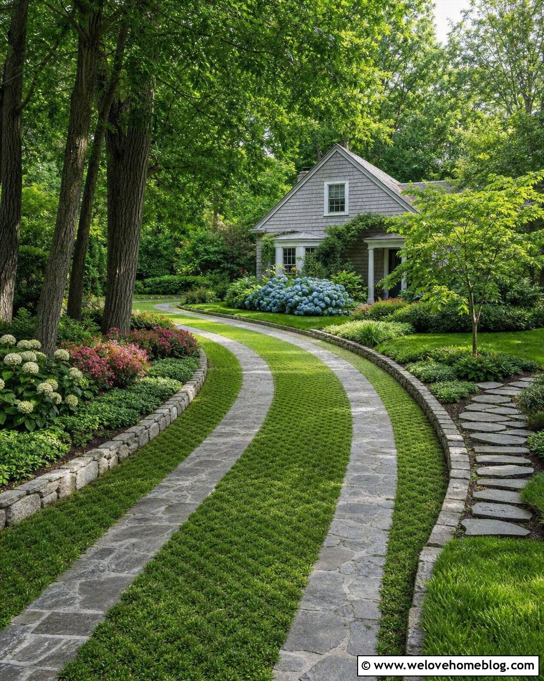 Grass Grid Driveway With Stone Tire Tracks - 20 Alternative Driveway Materials Ideas