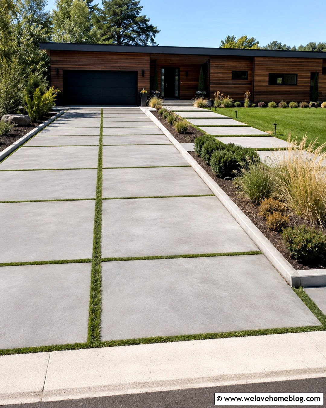 Grass Joint Tiled Driveway - 20 Tiled Driveway Ideas