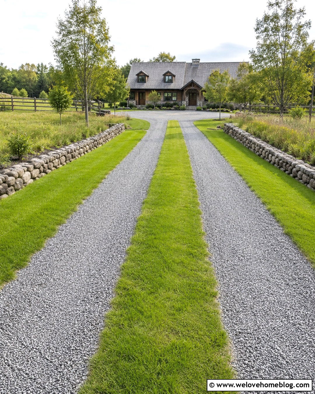 Grass Median Acreage Driveway - 20 Acreage Driveway Ideas