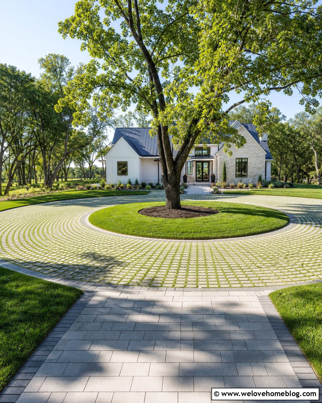 Grass Paver Circular Driveway - 45 Circular Driveway Ideas