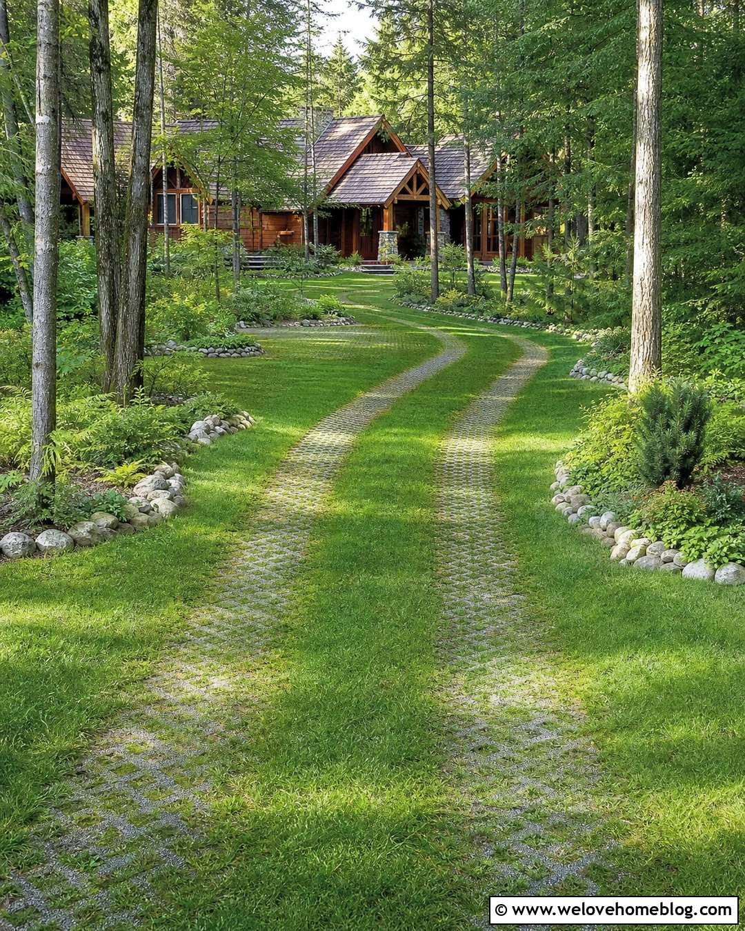 Grass Paver Driveway To A Woodland Cabin - 20 driveway through the woods ideas