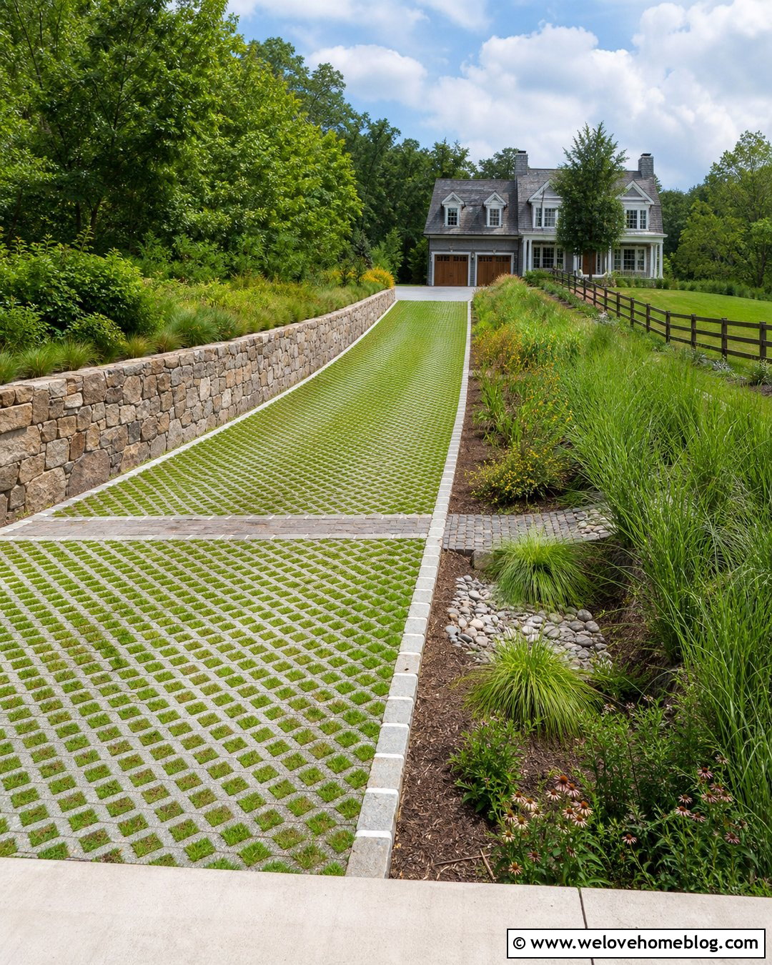 Grass Paver Driveway With Bioswale - 45 grass pavers driveway ideas