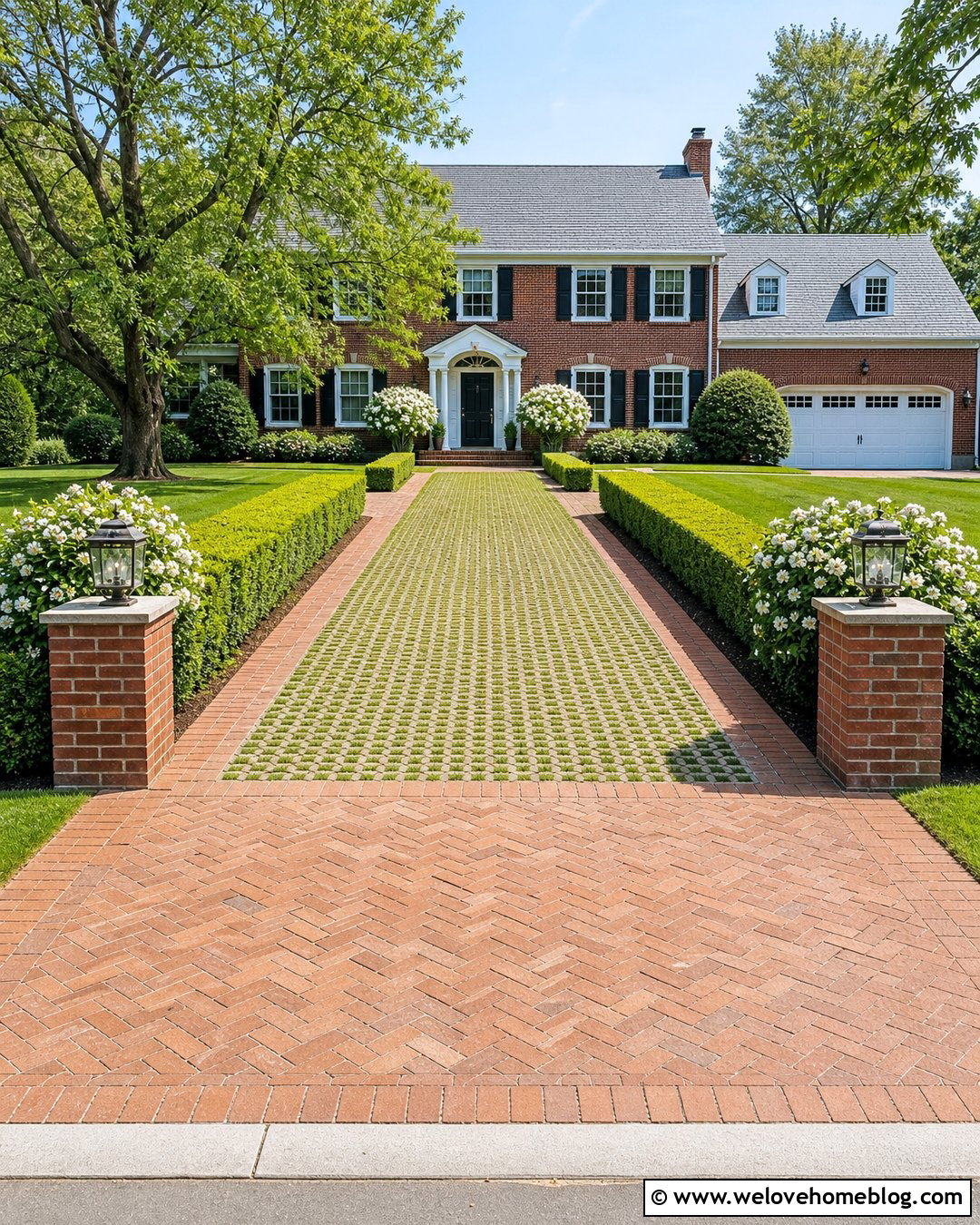 Grass Paver Driveway With Brick Apron - 45 grass pavers driveway ideas
