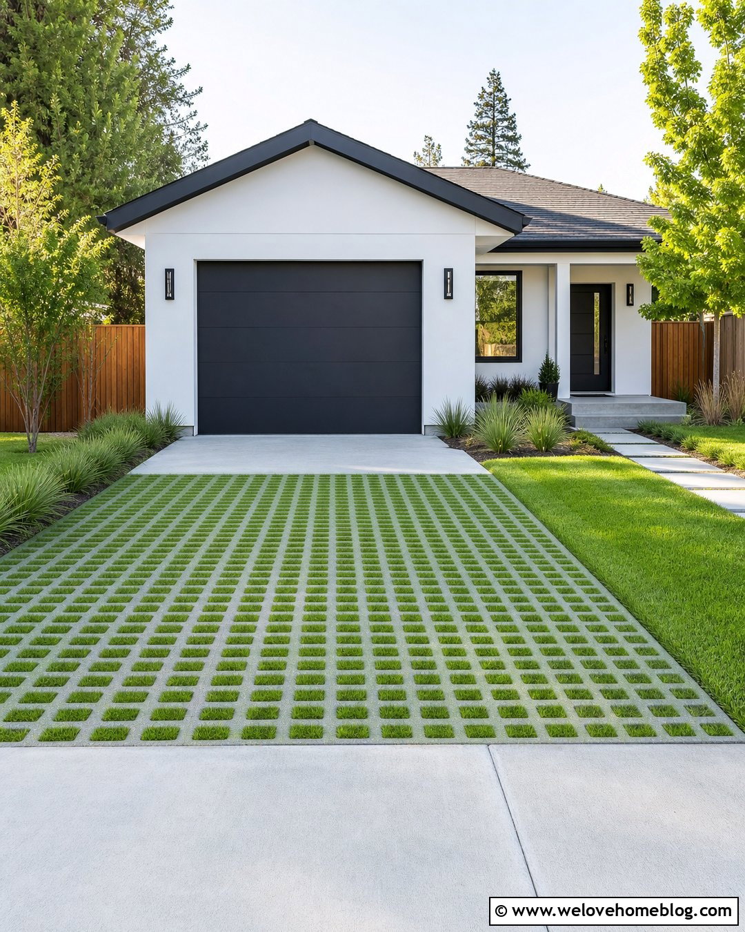Grass Paver Driveway With Concrete Apron - 35 cheap driveway ideas