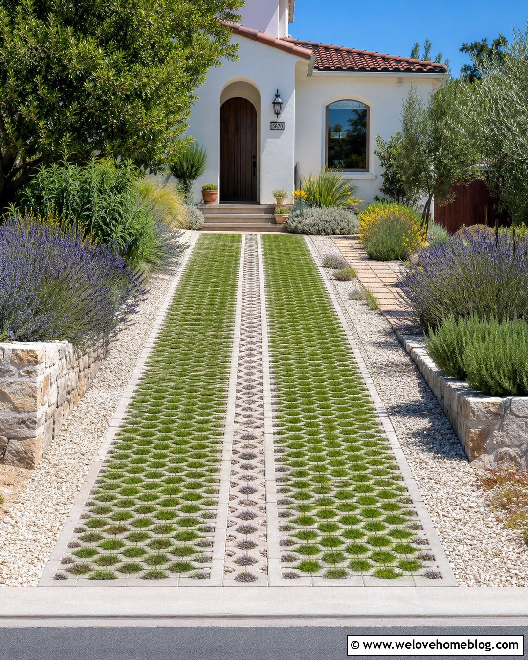 Grass Paver Driveway With Creeping Thyme - 45 grass pavers driveway ideas