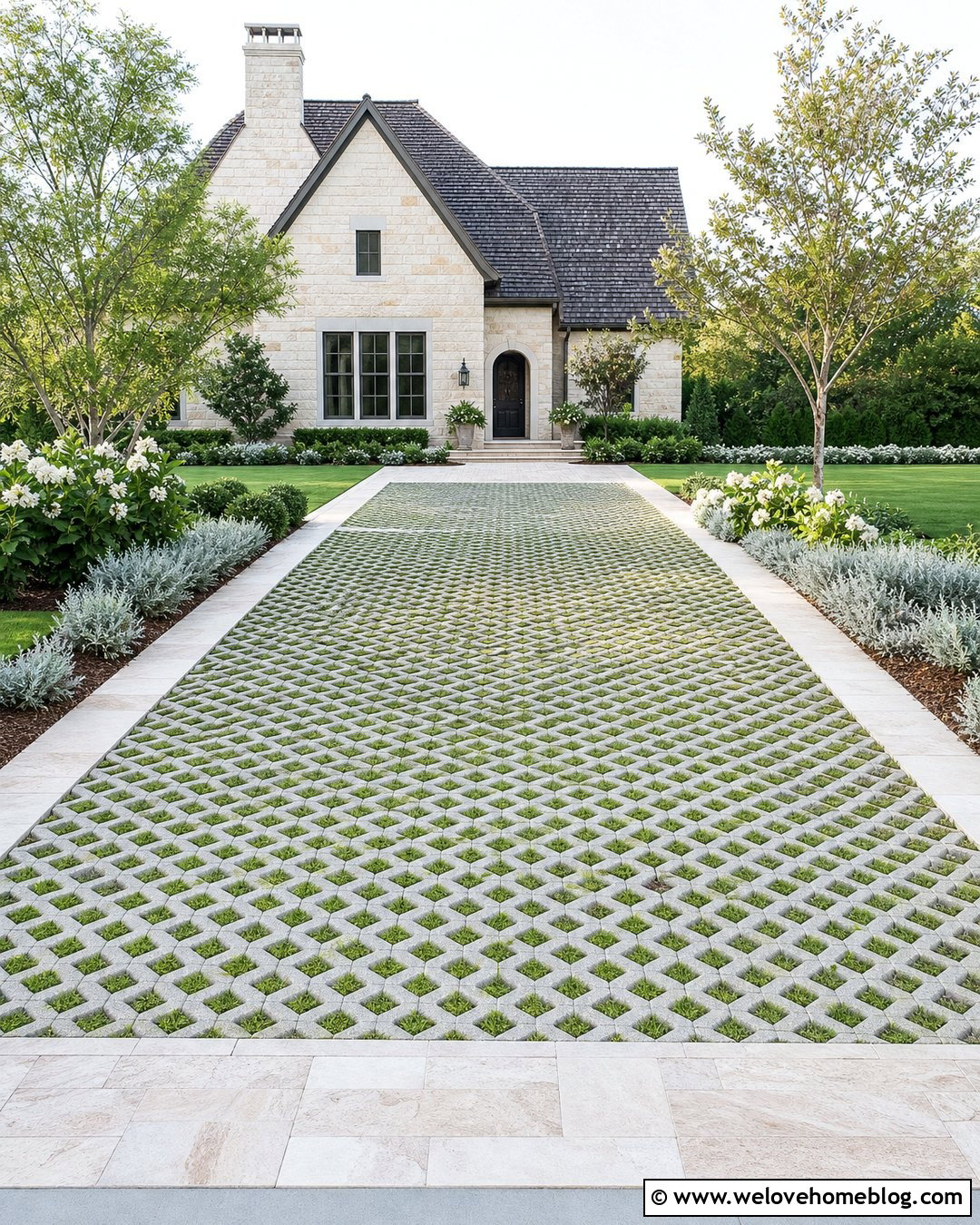 Grass Paver Driveway With Limestone Edging - 45 grass pavers driveway ideas
