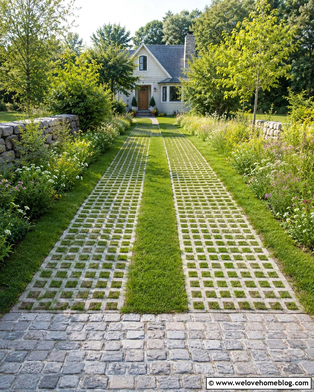 Grass Paver Driveway With Twin Tracks - 20 Grass Driveway Pavers Ideas