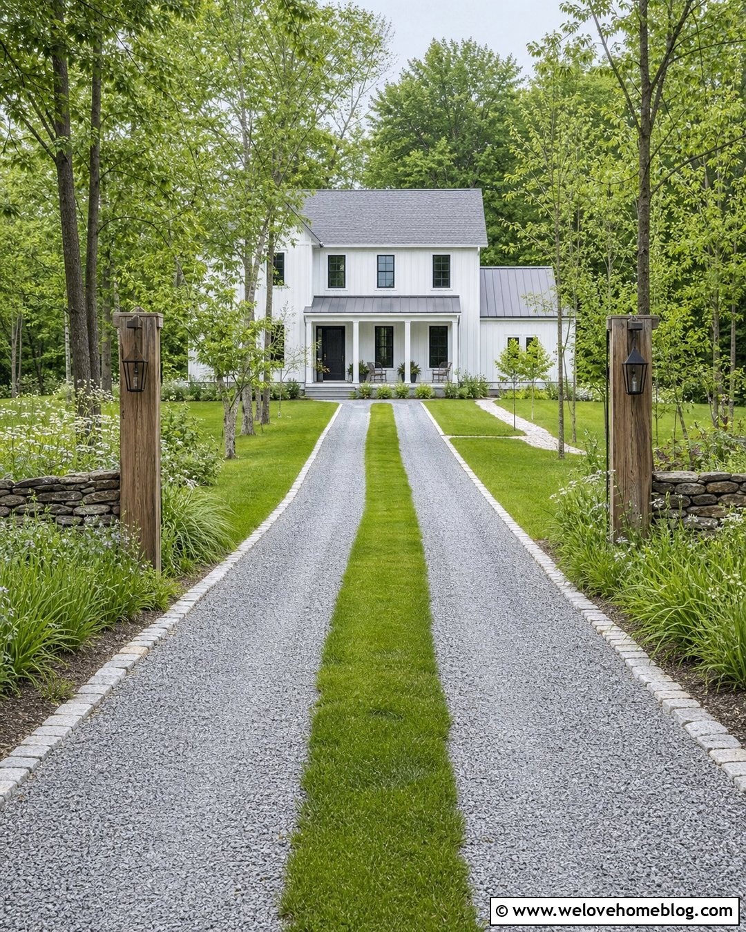 Gravel And Grass Strip Driveway - 20 grass pattern driveway ideas