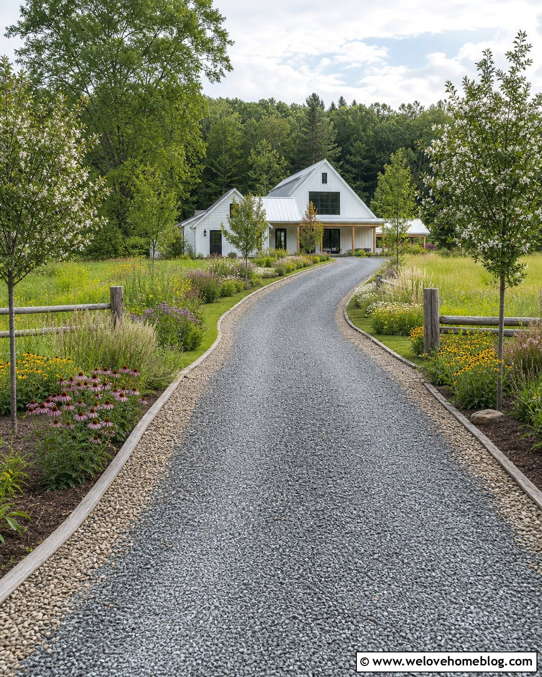 Gravel And Timber Along Country Driveway