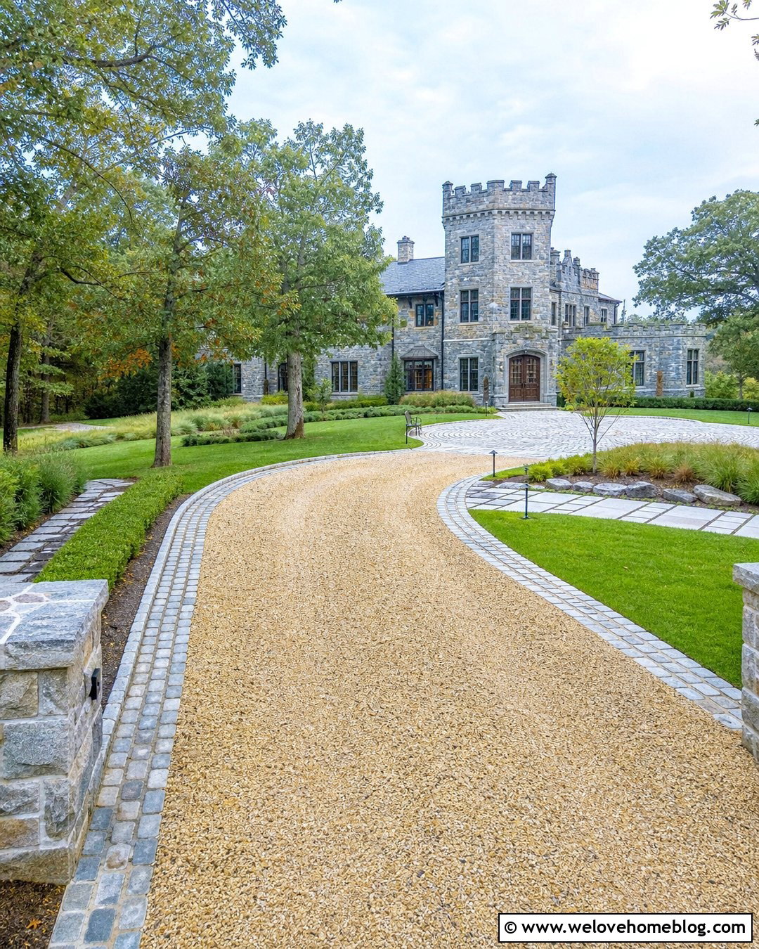 Gravel Castle Driveway With Stone Edging - 25 Castle Driveway Ideas
