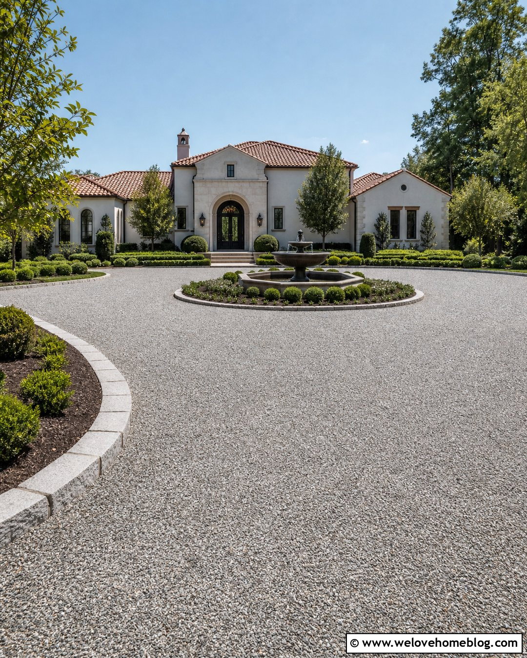 Gravel Circular Driveway With Fountain Center - 20 gravel circular driveway ideas