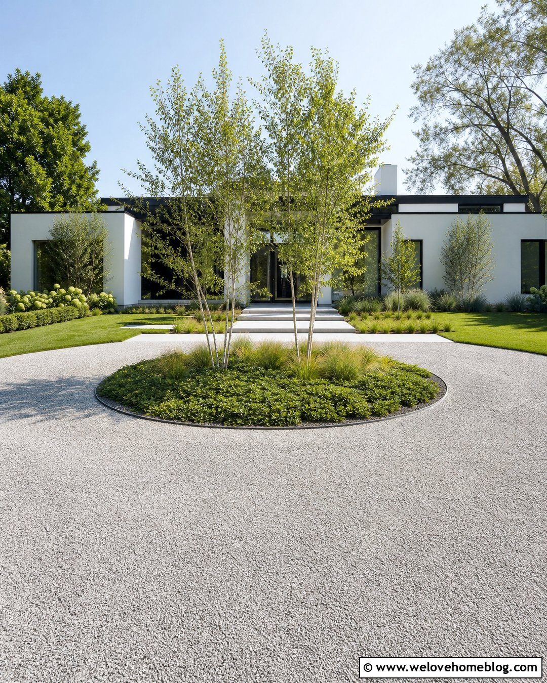 Gravel Circular Driveway With Hidden Steel Edging - 20 gravel circular driveway ideas