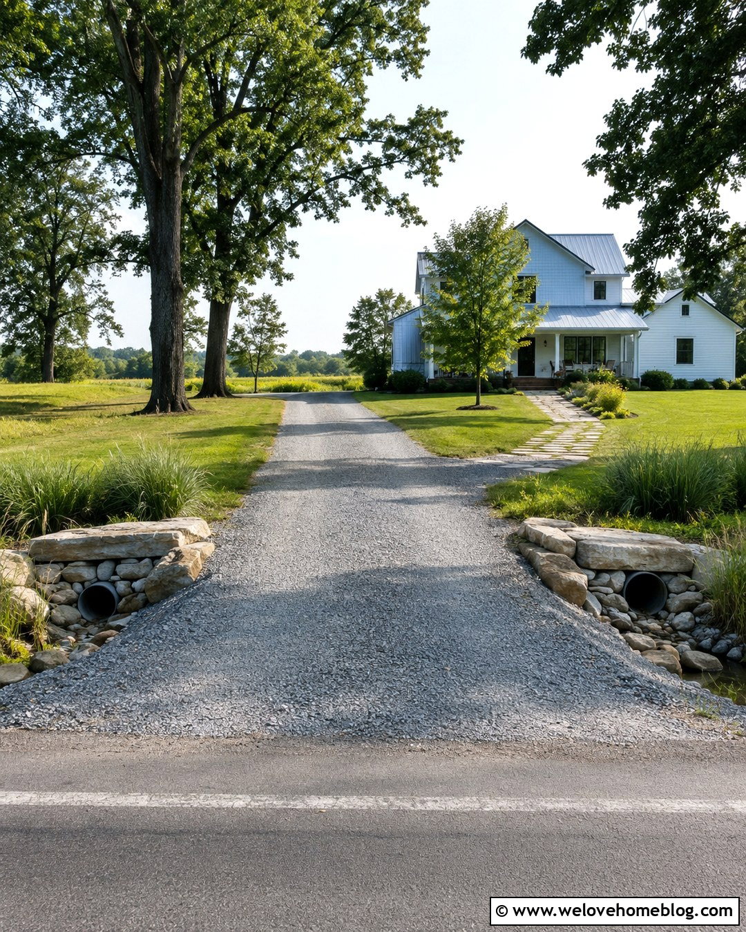 Gravel Culvert Driveway With Stone Headwalls - 20 Culvert Driveway Ideas