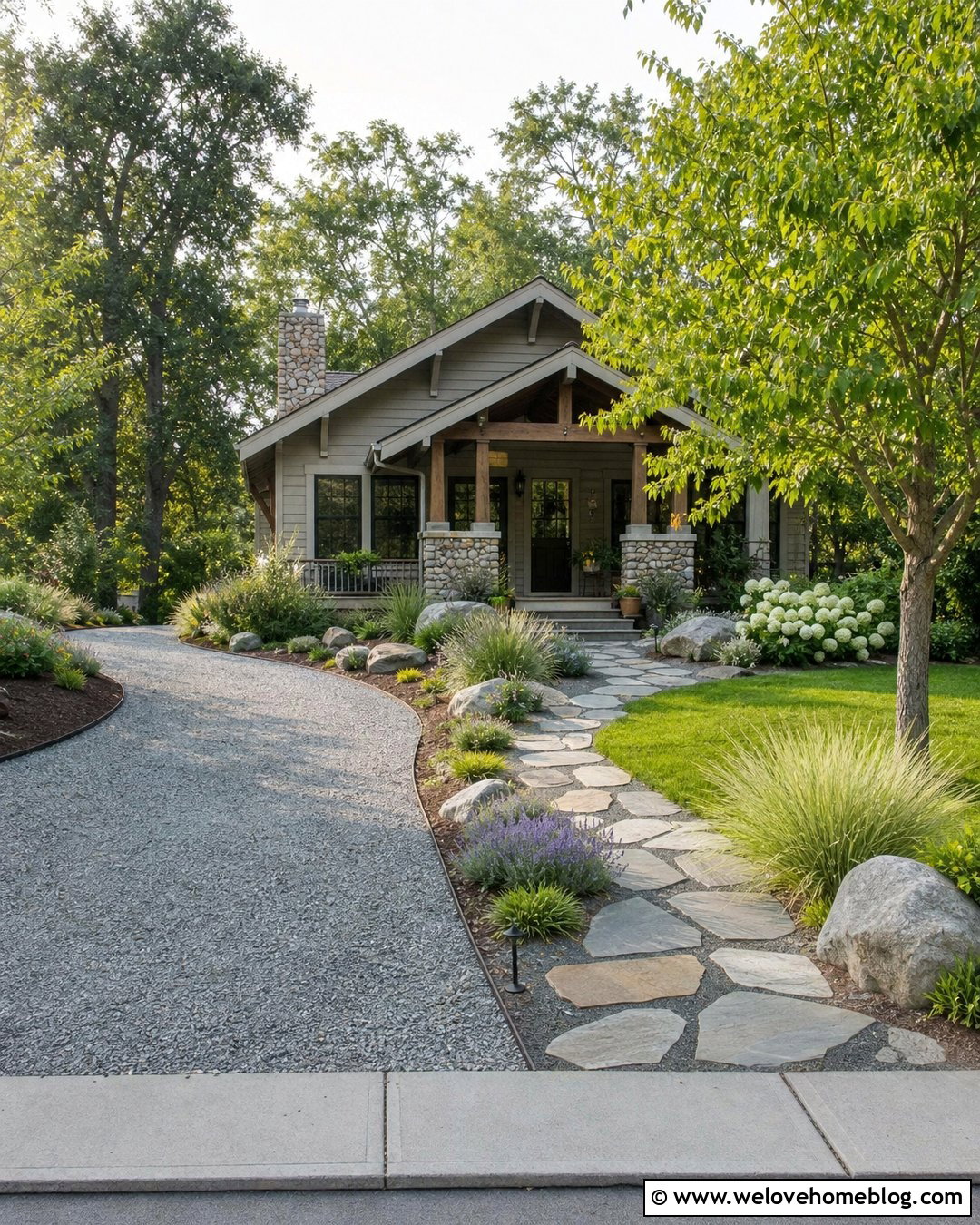 Gravel Driveway And Flagstone Walkway - 20 Driveways And Walkways Ideas